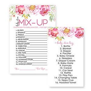 Tarjeta de juego floral Word Scramble para bebé (paquete de 25)