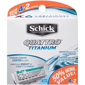 Repuesto de hoja de afeitar Schick Quattro Titanium Blade for Men Value Pack, 6 Count