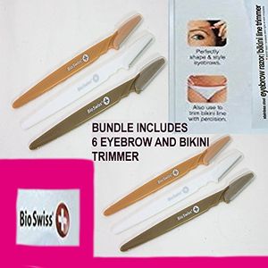Maquinilla de afeitar Bio Swiss Eyebrow | Bikini Line Trimmer | Paquete doble 6 Total | Acero inoxidable
