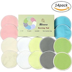Almohadillas de lactancia de bambú orgánico Almohadillas de sujetador de maternidad almohadillas para lactancia paquete de 14 suave  Super absorbente
