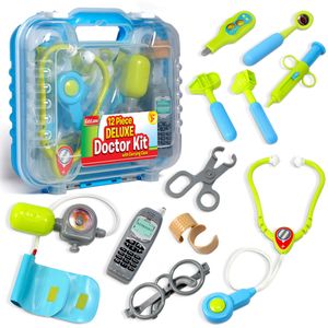 Kit de doctor duradero con estetoscopio electrónico y 12 equipo médico, en una carcasa de regalo resistente