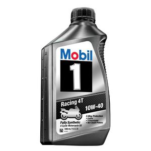 Mobil 1 98JA11 10W40 Racing 4T Aceite de moto para bicicletas deportivas 1 cuarto de galón Paquete de 6