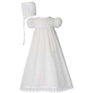 Bata De Bautizo De Algodón Con Encaje Italiano (6-12 Mese...