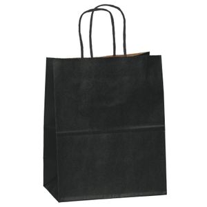 8" x4.75"x10"-50 piezas - negro bolsas de papel Kraft, ir de compras, S.a., partido, regalo bolsas