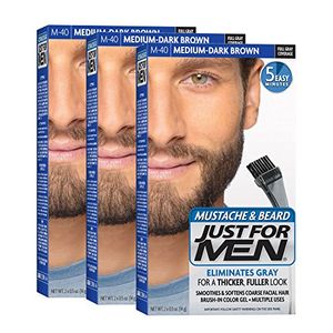 Solo para hombres Bigote y barba BrushIn Color Gel MediumDark Brown Paquete de 3 envases puede variar