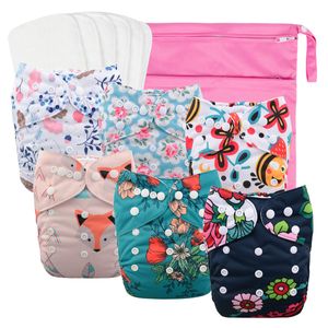 Pañales de tela reutilizables, ajustables, 6 piezas más 6 plantillas
