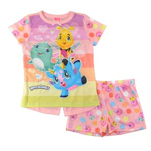 Brillo grande mascotas pijama 2 piezas conjunto corto Hatchimals niñas