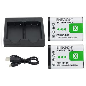 Batería Np-bx1 Enegon (paquete De 2) Y Cargador Doble Ráp...