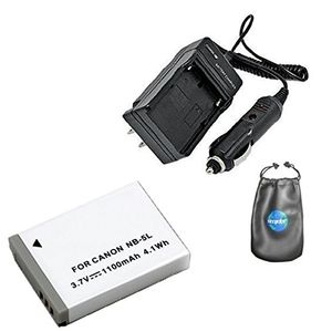 Amsahr SNB5L Digital Replacement Battery Plus Cargador de viaje para Canon NB5L IXUS 800 IS gris