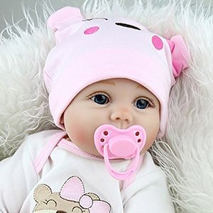 Real Life Reborn Baby Doll Girl Silicone Pink Outfit 22 P...