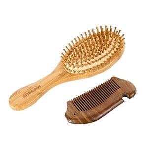 Cepillo de pelo de bambú natural desenredante para todos los tipos de cabello con peine de madera