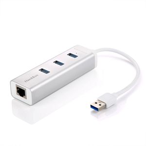 Handacc Aluminum 3 Puertos Usb 3.0 Hub Con Rj45 10/100/10...