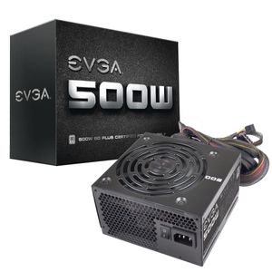 EVGA 500 W1, 80 + fuente de alimentación 500W blanco, garantía de 3 años, 100-W1-0500-KR, negro