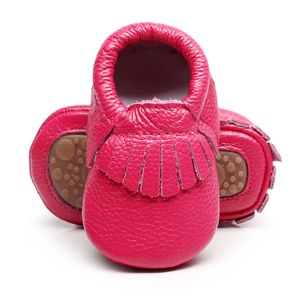 HONGTEYA mocasines de bebé de cuero duros con suela de espiga cuna niño zapatos para niños y niñas