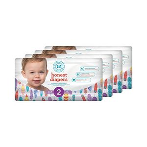 Pañales de bebé honesto plumas pintadas tamaño 2 160 Count