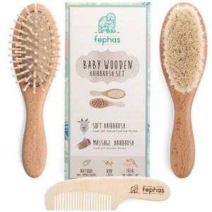 Fephas Juego De Peine Y Cepillo De Madera Para Bebé | Eco...