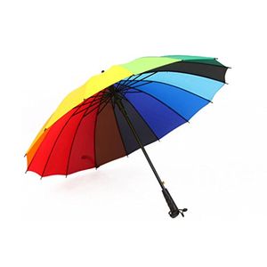 HappyGo Auto Open Super Windproof Polo Playa Recta Paraguas Con 16 Costillas