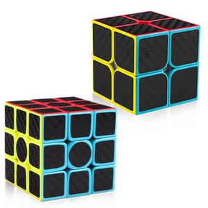D-FantiX - Juego de 2 cubos de fibra de carbono de 3 x 3 velocidades, diseño de cubo mágico