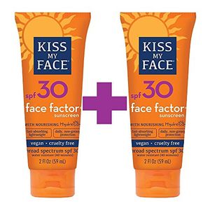 Factor facial de Kiss My Face Protección solar SPF 30 Bloqueador solar para cara y cuello, 2 oz (2 paquetes)