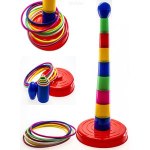 WolVol Actividad Multi Color Quoits Anillo Toss juego Set para niños