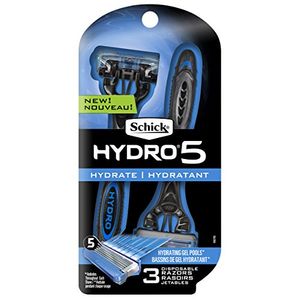Schick Hydro 5 Razors desechables para hombres con Flip Beard Trimmer, 3 Count