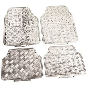 BDK Universal Fit 4Piece Metallic Design Car Floor Mat Silver