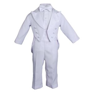 Pequeñas cosas: a mucho niños Formal Poly blanco algodón 5 piezas Tux clásico conjunto con cola