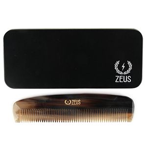 Peine para barba de diente de cuerno natural ZEUS, ancho