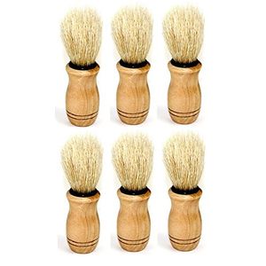 Juvitus brocha de afeitar  mango de madera cerdas de jabalí y  paquete de 6