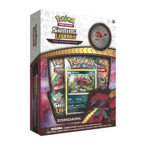 JCC Pokémon: Caja de cartas coleccionables de Zoroark de Leyendas Luminosas con un pin