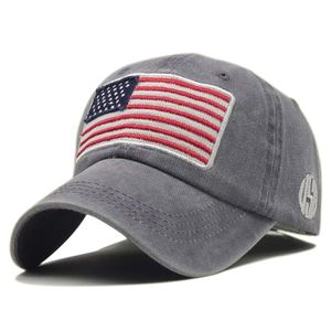 LOKIDVE - Gorra de béisbol bordada con bandera americana, algodón lavado, bajo perfil