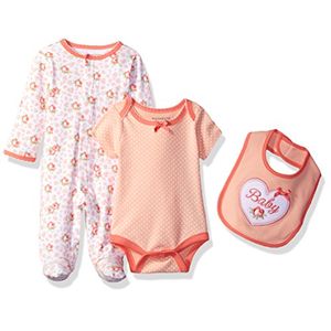 Conjunto de 3 piezas para dormir y jugar con babero para niña