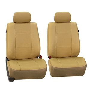 FH Group PU007BEIGE102 Beige Funda de asiento de cuero sintético de lujo Juego de 2 Airbag compatible