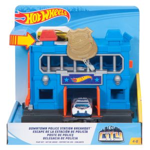 Hot Wheels Downtown estación de policía Breakout Vehículo Playset