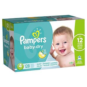 Pampers BabyDry Pañales desechables Tamaño 4 128 Count GIGANTE El embalaje puede variar