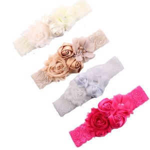 Siempre cabeza diadema hadas encaje gasa flor bebé niñas turbante envolver con Perla