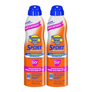 Banana Boat Sunscreen Sport Performance Spray protector solar de amplio espectro SPF 50 6 onzas Paquete de 2