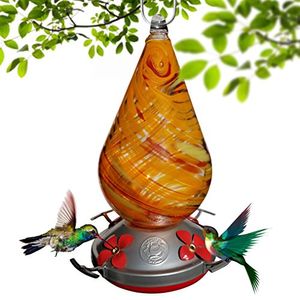 Agradecido gnome comedero de colibrí  vidrio soplado a mano color rojo giro