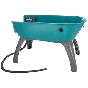 Baño para mascotas elevado extra grande con combo de escalon de booster bath xl verde azulado