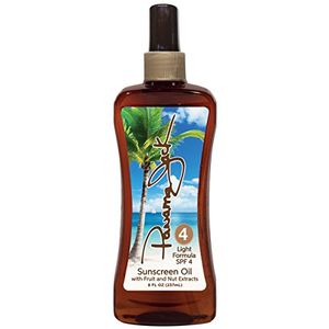 Aceite de bronceador con extractos de fruta y nuez de Panama Jack, fórmula ligera, SPF 4, 8 fl oz