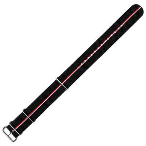 22 mm militar MoD Ballistic Nylon G10 Watch Band Negro w Rojo y blanco pin rayas