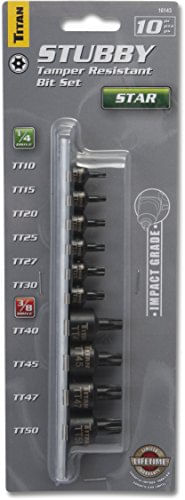 Titan 10-teiliges Bit-Steckschlüssel-Set – Low Profile, Schlagfest, Mit TR10 Bis TR50 Bits Für 1/4" Und 3/8" Antrieb