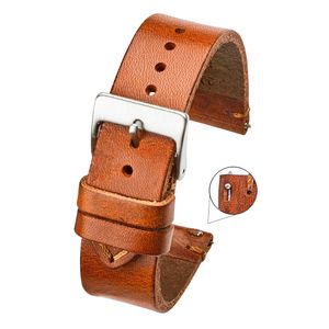 Correa De Reloj De Cuero Genuino Hecho A Mano Con Barras...