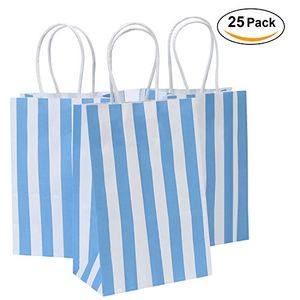 Carretera 525x325x8 pulgadas 25 unids rayas azules bolsas de papel kraft bolso de compras bolsa de regalo