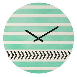 Negar diseños allyson johnson menta diseño de rayas y flechas 12inch ronda reloj