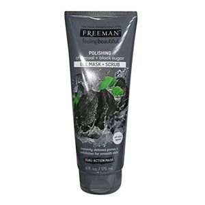 Freeman Feeling Beautiful Charcoal - Máscara y exfoliante Black Sugar Gel, 6 onzas, 2 cuentas