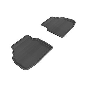 3D MAXpider Segunda fila Custom Fit Alfombra de piso AllWeather para ciertos modelos de BMW Serie 7 F01 Kagu Rubber Black