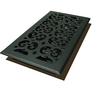 Decoración de rejillas STH612 Scroll Text Floor Register 6 pulgadas por 12 pulgadas negro