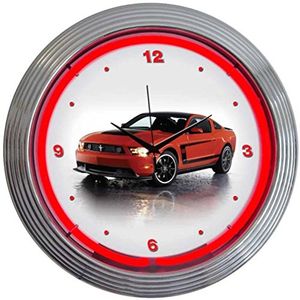 Neonetics ford mustang boss 302 reloj de pared de neón de 15 pulgadas