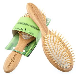 Cepillo de pelo de bambú, Cepillo de pelo 100% natural con cerdas de bambú para todo tipo de cabellos, Desenredante de pelo estático anti, Pequeño - C